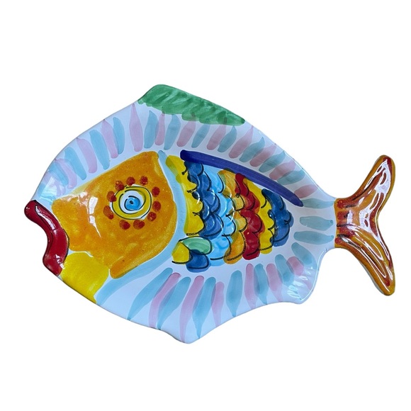 VTG La Musa Italy Fish Serving Dish Colorful Platter Wall Hanging 10”x7” READ - Picture 1 of 5